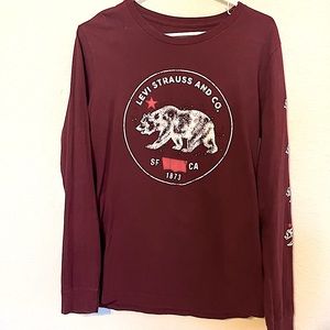 Levi long sleeve maroon T shirt. Size small/mens